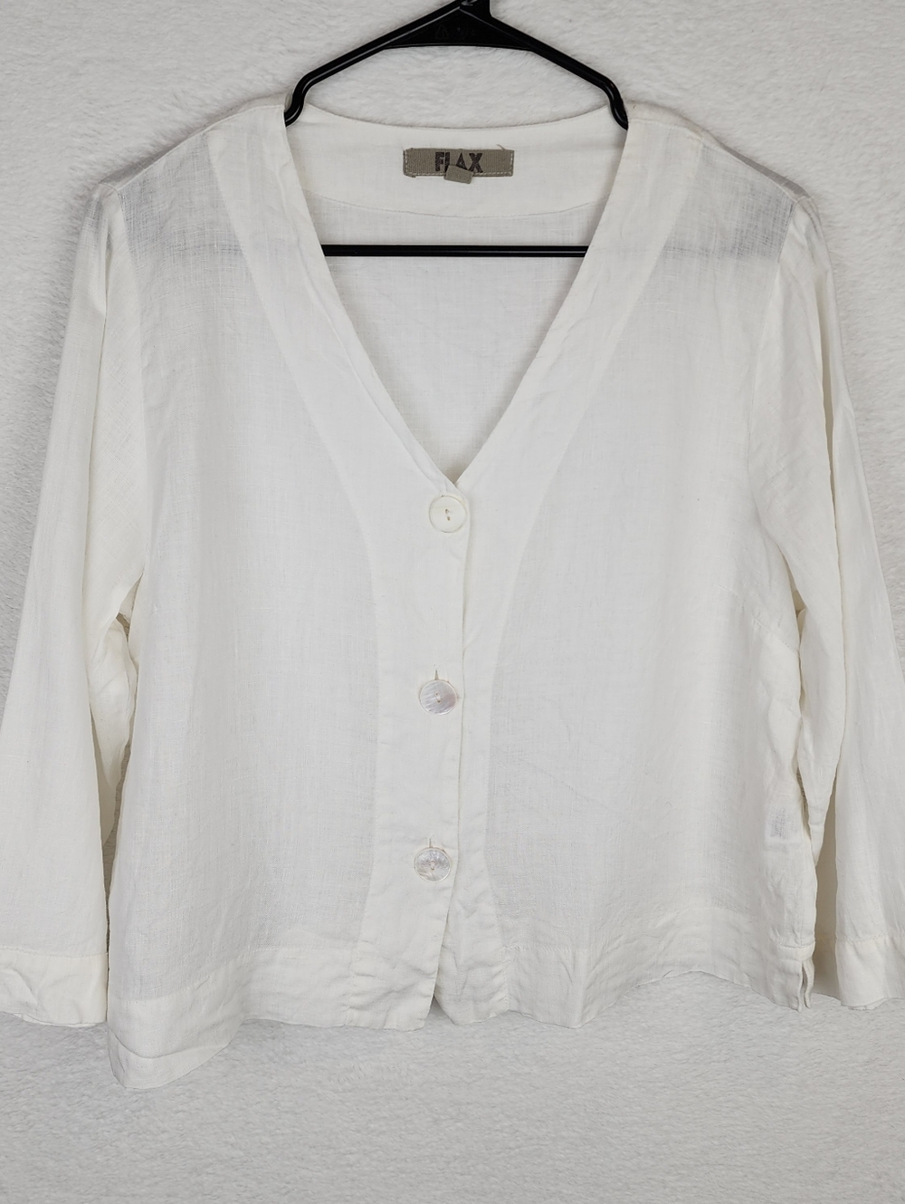 FLAX 100% Linen V Neck Cardigan S
